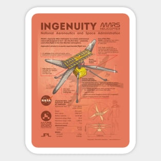 Ingenuity Mars helicopter infographic Posters and Art Prints Sticker